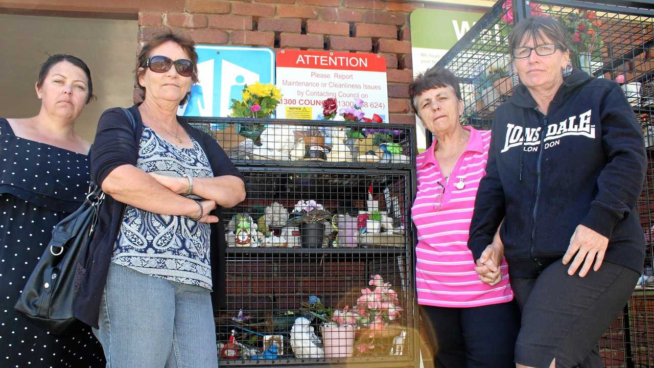 DISGRACE: Lib Hodges. Kay Barnes, Ann Hawkins and Sonya Brent are some of the Dalby residents disgusted with the removal of items from their family and friends' graves. Picture: Shannon Hardy