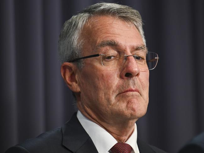 CANBERRA, AUSTRALIA  - NewsWire Photos - December 9, 2024: Minister for Home Affairs of Australia, Tony Burke, Prime Minister Anthony Albanese, Australian Federal Police Commissioner, Reece Kershaw, Attorney-General of Australia, Mark Dreyfus (pictured)  and Director-General of Security of Australia, Mike Burgess hold a press conference at Parliament House in Canberra. Picture: NewsWire / Martin Ollman