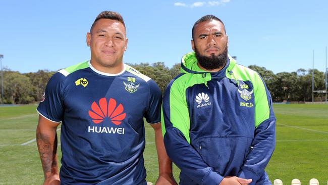 Josh Papalii and Junior Paulo were teammates at Canberra. Picture: Gary Ramage