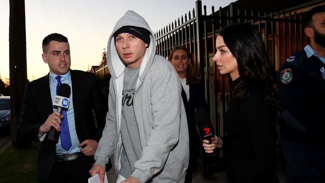 Tommy Balla leaves Riverstone Police Station after being release on bail. Picture: Toby Zerna