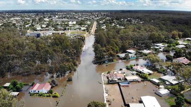 An aerial image of Goulburn Rd flood area. Picture: David Caird