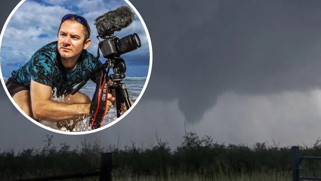 Queensland storm chaser Justin Noonan captured a rare tornado that made landfall during a supercell storm that hit the Western Downs town of Kaimkillenbun.