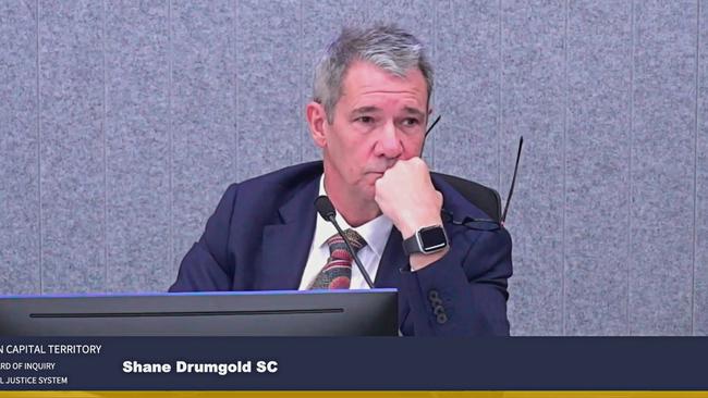 Shane Drumgold SC at a public hearing of the ACT’s Board of Inquiry into the Criminal Justice System, at the ACT Civil and Administrative Tribunal Canberra.