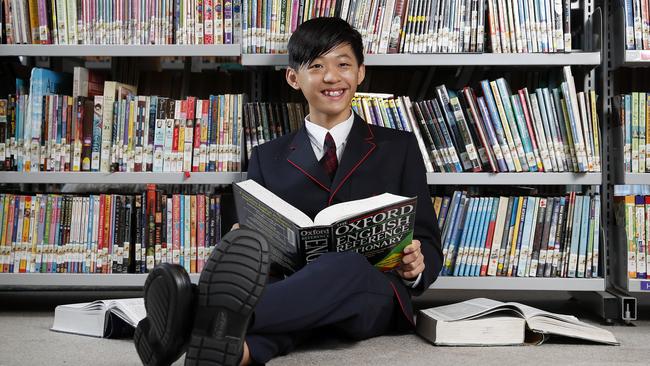 Evan Luc-Tran, 12, is a maths whiz and a spelling star. Picture: Toby Zerna