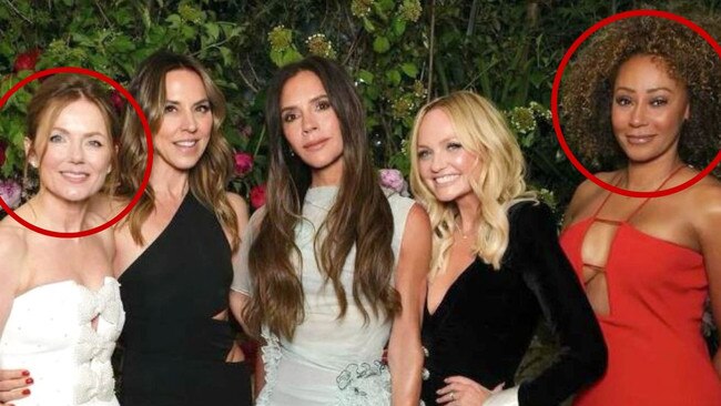 Spice Girls Geri Horner and Mel B reportedly had a ‘frosty reunion’ at Posh’s party. Picture: Instagram