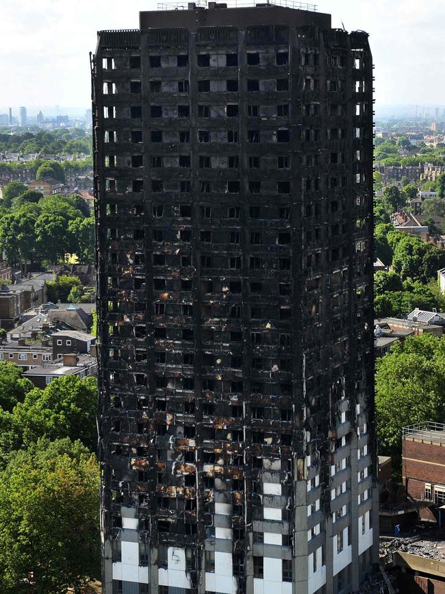 The scorched Grenfell Tower apartment tower in west London. Picture: Chris J Ratcliffe/AFP