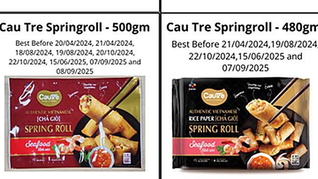 Cau Tre spring rolls have also been recalled.