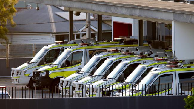 The register reveals that at times, half the Queensland Ambulance Service fleet is unavailable due to ramping. Picture: David Clark