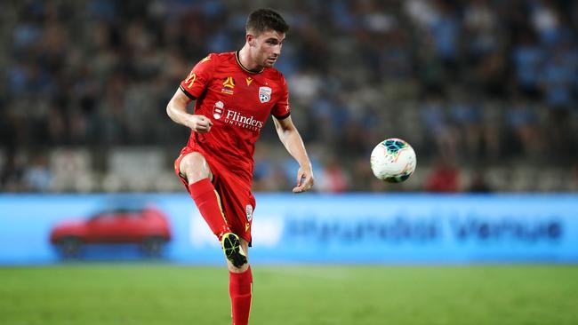 Ryan Strain racked up his 50th Adelaide United game in the home win over Melbourne Victory. Picture: AAP Image/Brendon Thorne