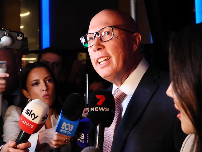 BRISBANE, AUSTRALIA - NewsWire Photos MAY 3, 2025: Peter Dutton arrives at the Coalition event held in Brisbane after Australians voted in the Federal election. Picture: NewsWire/Tertius Pickard