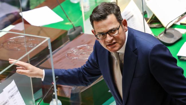 Premier Daniel Andrews in state parliament. Picture: Ian Currie