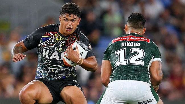 Latrell Mitchell produced plenty of positives at fullback for the Indigenous All Stars. PIcture: Jason McCawley/Getty Images