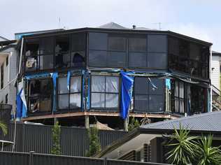 Cleaning up after the Sunday storm on the Sunshine Coast Coast. Damage to a house under constuction in Palmview. Picture: Warren Lynam