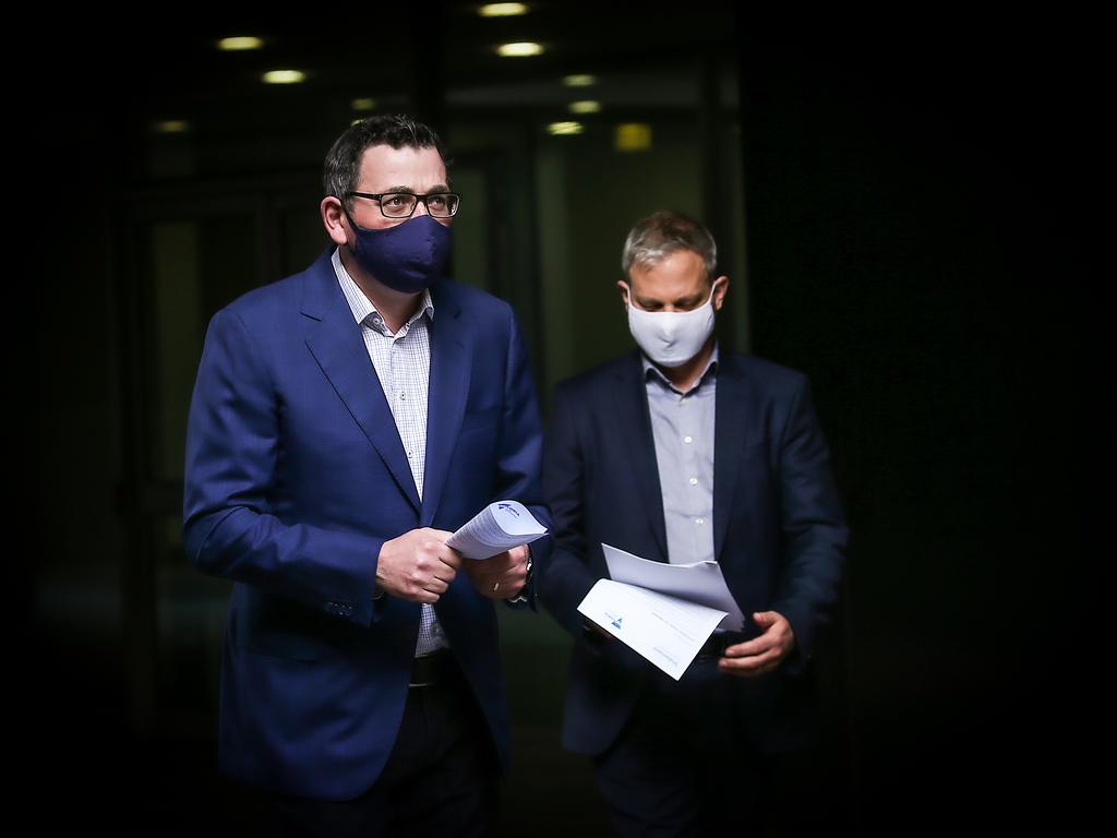 Victorian Premier Daniel Andrews and Victorian chief health officer Brett Sutton. Picture: Ian Currie