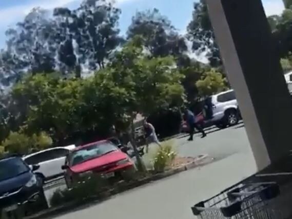 Two men were reportedly ganging up on a third man before he managed to get one of them to the ground. Picture: Ashley Carter