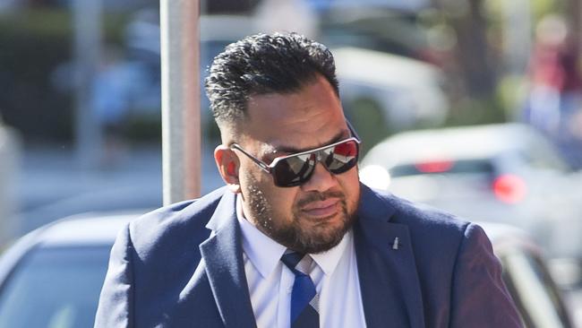 Talatau Amone, the father of Dragons young gun by the same name, outside Wollongong Courthouse in 2018. Picture: Dylan Robinson
