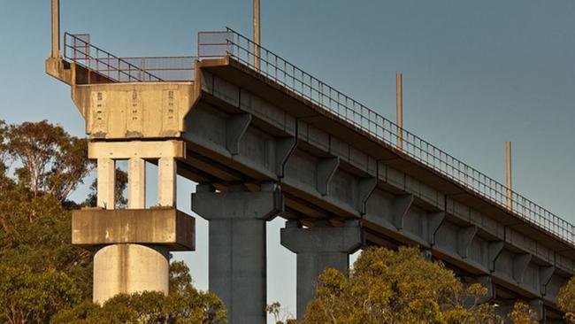 The unfinished Maldon-Dombarton rail bridge. Picture: NSW Government