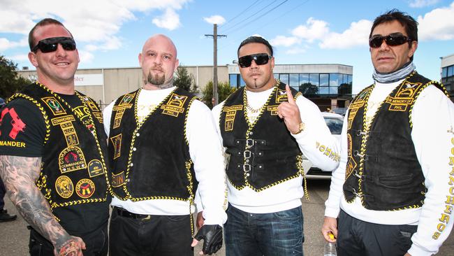 The Comanchero Motorcycle Club on their annual ride in 2012. L-R: Mark Buddle, Mick Murray, Daux Ngukuru and Jay Malkoun.