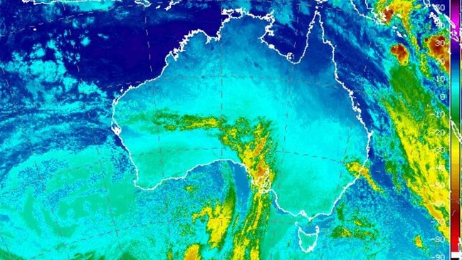 An image depicting temperature ranges across Australia at 8.30am Sunday. Picture: Supplied