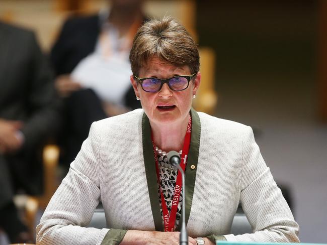 CBA Chairman Catherine Livingstone appearing at the House of Representatives Standing Committee on Economics hearing. Picture Kym Smith