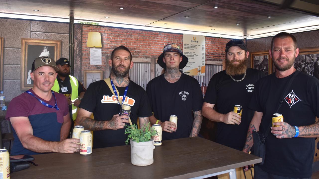 Andrew Wilkinson, Nigel Story, Bailey Peacock, Brendan Peacock and Luke Ramsden. Burnout precinct at Rockynats 2022.