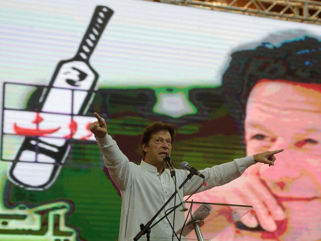 Khan at a campaign rally in Islamabad. Picture: AFP