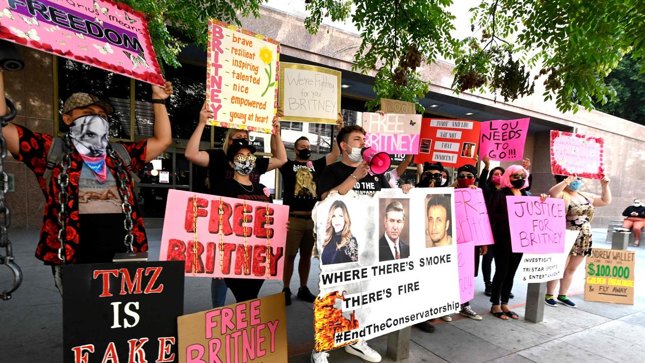 #FreeBritney supporters outside the Los Angeles Courthouse in 2020. Picture: Frazer Harrison / Getty Images North America / AFP