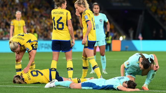 It was a brutal finish to the first half. Photo by Bradley Kanaris/Getty Images