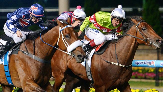 Moonee Valley Races. Race 6 Essendon Mazda Australia Stakes. Winner No.7 Richie's Vibe ridden by Damien Oliver