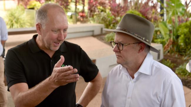 Prime Minister Anthony Albanese with Edify CEO John Cole at the Townsville Quayside Terminal. Picture: Evan Morgan