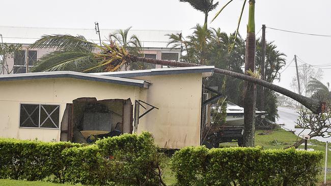 Cyclone Debbie ripped a gaping hole in this Airlie Beach home. Picture: Alix Sweeney