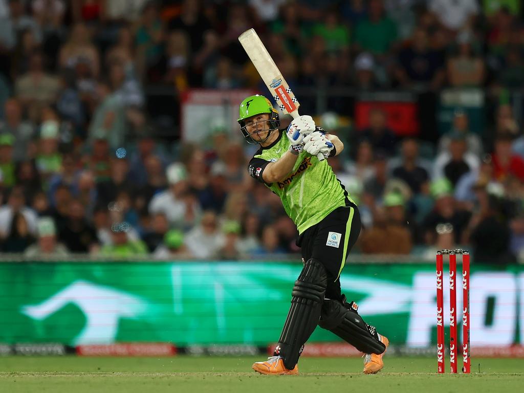 Sam Billings of the Thunder bats during the BBL match between Melbourne Stars and Sydney Thunder at Manuka Oval, on December 28, 2024, in Canberra, Australia. Picture: Mike Owen/Getty Images