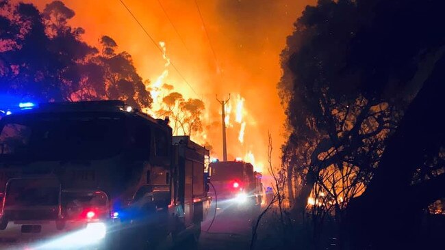 CFS trucks at the Cherry Gardens fire. Picture: Salisbury Country Fire Service