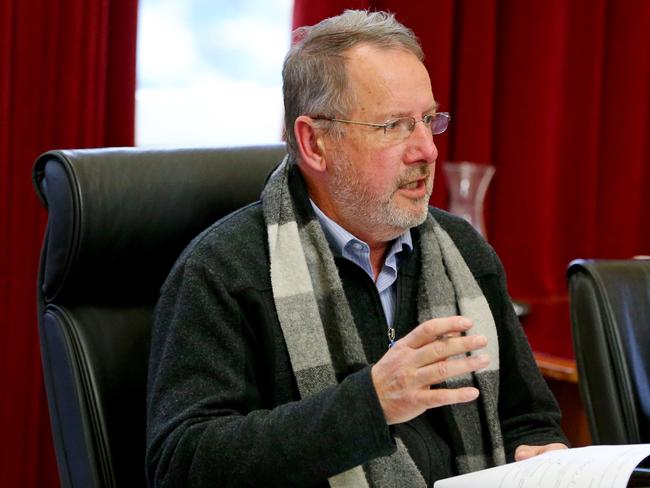 Alderman Jeff Briscoe at a City Planning committee meeting at Hobart Town Hall. Picture: PATRICK GEE