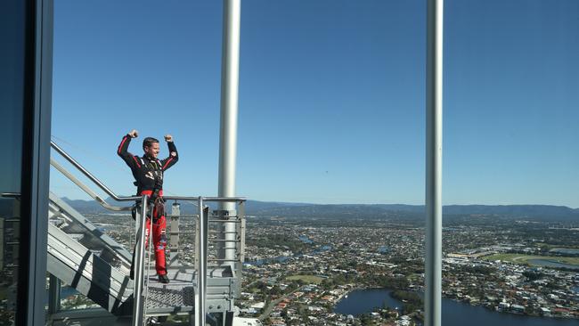 James Courtney takes on the Skypoint Climb. Picture Glenn Hampson