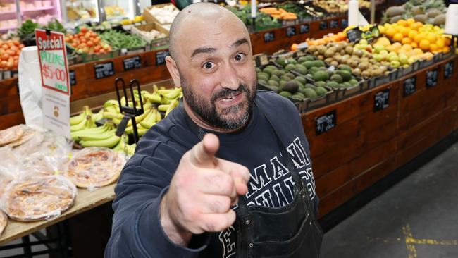 ADELAIDE, AUSTRALIA - NewsWire Photos July 1 2022: John Kapiris inside his St Bernards Fruit and vegetable store in Adelaide. His video about supermarkets price gouging customers and using cost of living as an excuse went viral this week. NCA NewsWire / David Mariuz