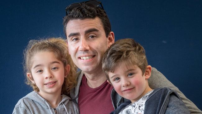 George Fazzari with Luana (6) and Francesco (4). Picture: Jake Nowakowski