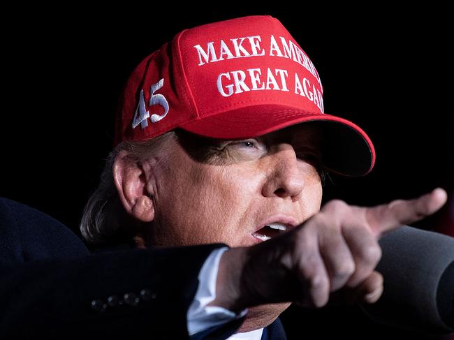 US President Donald Trump speaks during a Make America Great Again rally at Richard B. Russell Airport in Rome, Georgia on November 1, 2020. (Photo by Brendan Smialowski / AFP)