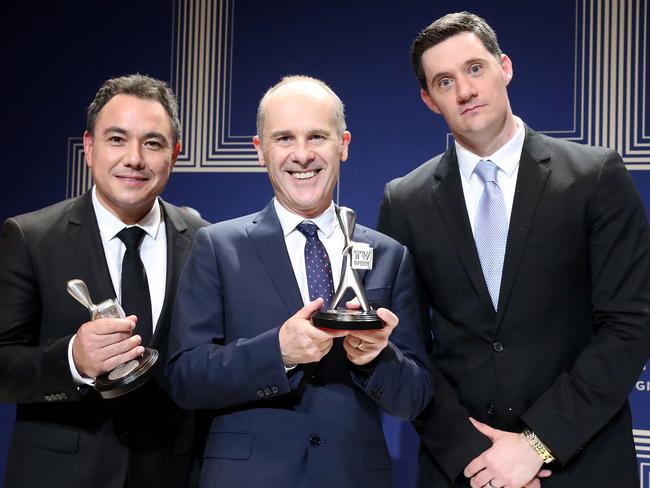 Sam Pang, Tom Gleisner and Ed Kavalee won the Logie Award for Most Outstanding Entertainment Program last year. Picture: Getty Images