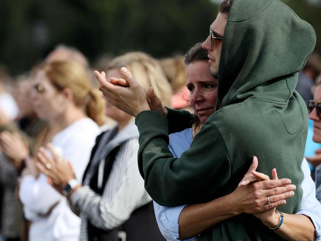 Members of the public attend a national remembrance service in Christchurch after 50 lives were lost in an attack on two mosques. Picture: AFP