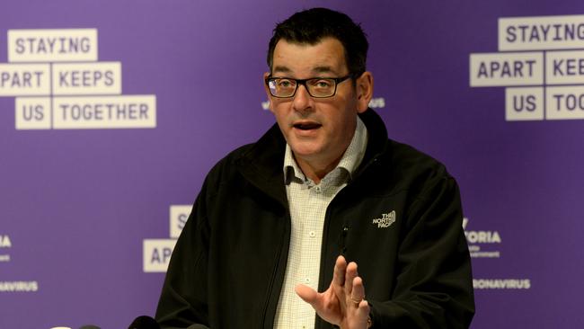 Victorian Premier Daniel Andrews announces the return to lockdown for the greater Melbourne area. Picture: Andrew Henshaw