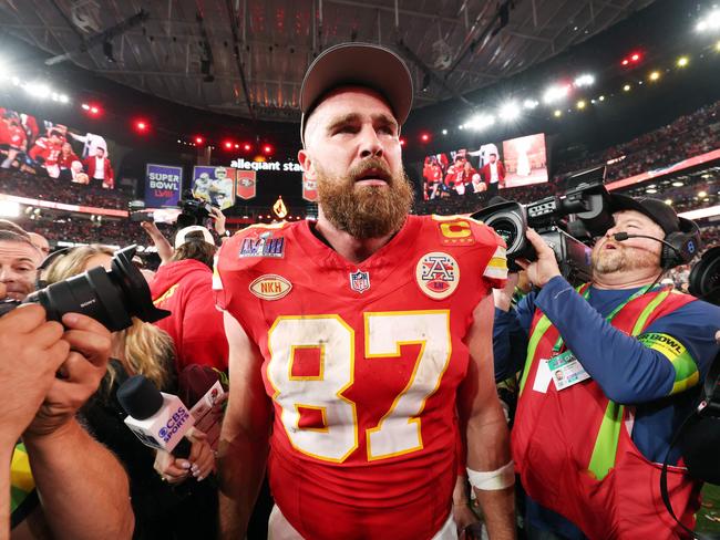 Travis Kelce #87 of the Kansas City Chief. America’s National Football League has hefty penalties for players who test positive to some recreational drugs during competition. Picture: Getty Images/AFP