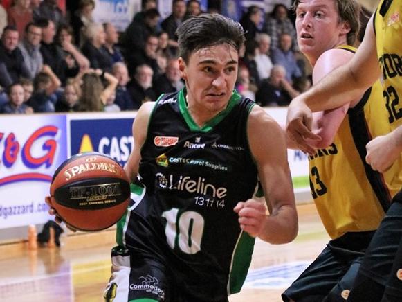 Mount Gambier Pioneers player Brad Rathjen in action in the Premier League basketball match against Woodville at the Mount Gambier IceHouse on Saturday, June 29 2019. Picture: Noel Black.