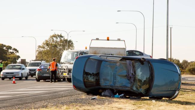 A serious crash on Port Wakefield Rd, Waterloo Corner, in November last year. Picture: James Elsby/AAP