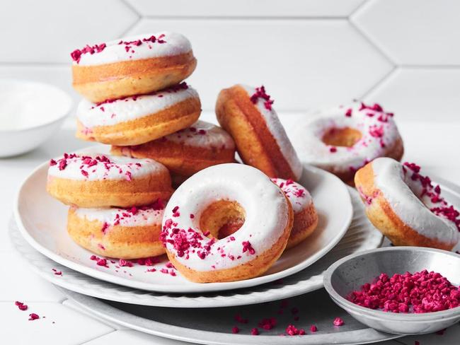 Baked Raspberry Doughnuts with yoghurt glaze