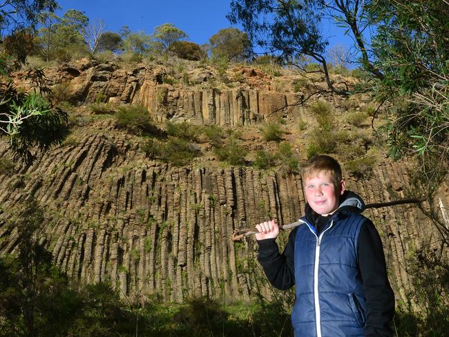 Liam, 10, from St Albans explores the Organ Pipes. Picture: Carmelo Bazzano