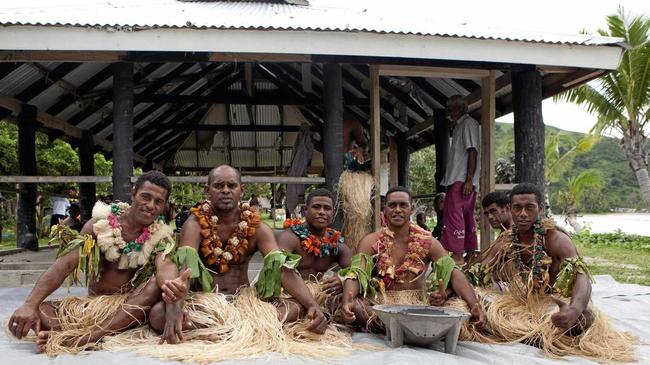 The kava welcoming ceremony is a special treat when you visit the remote smaller islands of Fiji. Picture: Simon Taylor