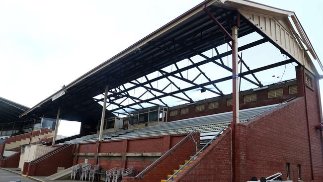 Damage to the grandstand at Glenelg Oval. Photo: Calum Robertson