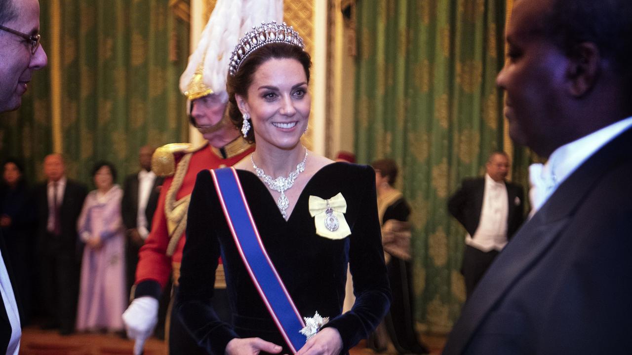 The Duchess of Cambridge in the Lover’s Knot Tiara, a favourite of Princess Diana, in December 2019. Picture: Victoria Jones/PA Wire.