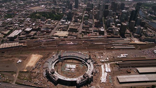 The stadium under construction in 1999.